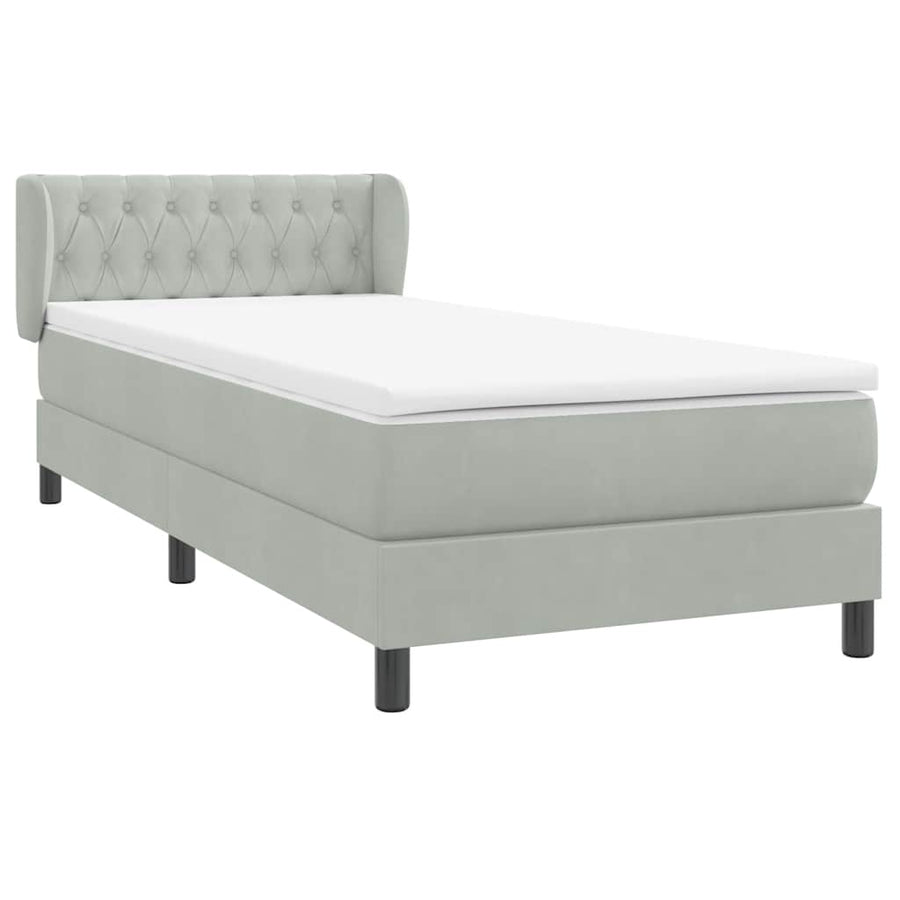 Boxspring met matras fluweel lichtgrijs 80x210 cm
