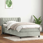 Boxspring 80x210 cm fluweel lichtgrijs met matras