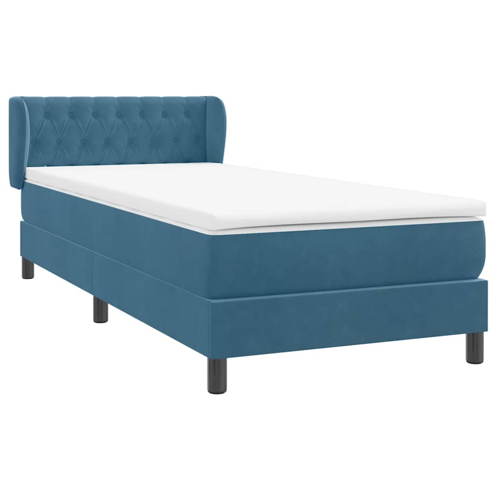 Boxspring met matras fluweel donkerblauw 80x210 cm