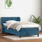 Boxspring met matras 80x210 cm donkerblauw fluweel