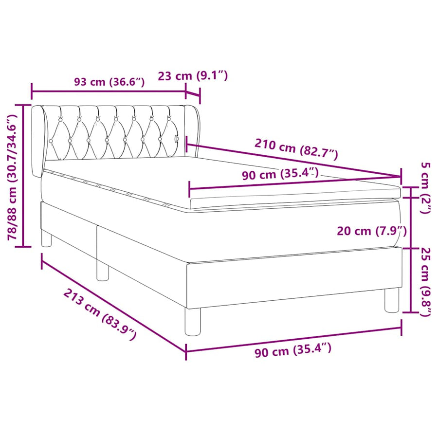 Boxspring met matras fluweel roze 90x210 cm