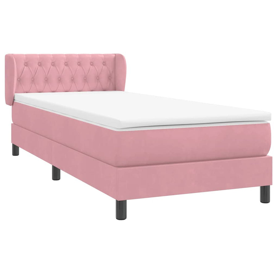 Boxspring met matras fluweel roze 90x210 cm