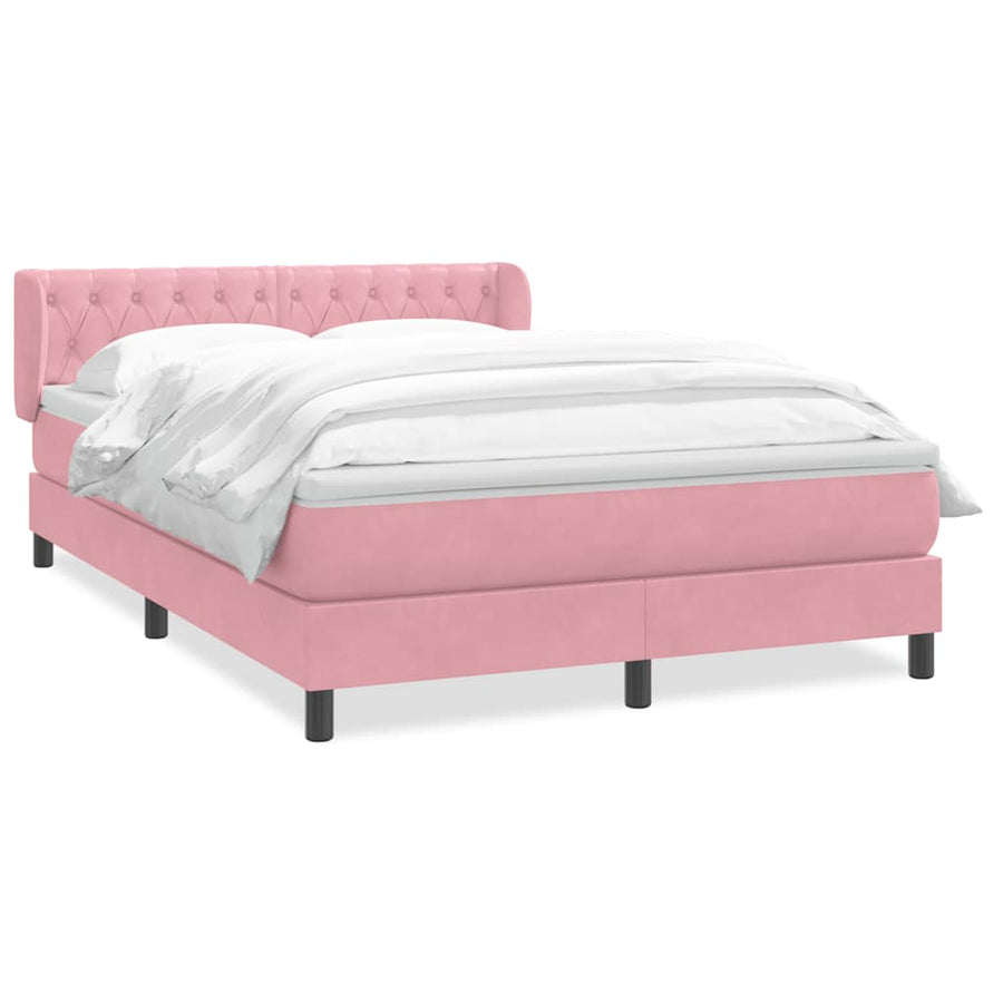 Boxspring met matras fluweel roze 140x210 cm