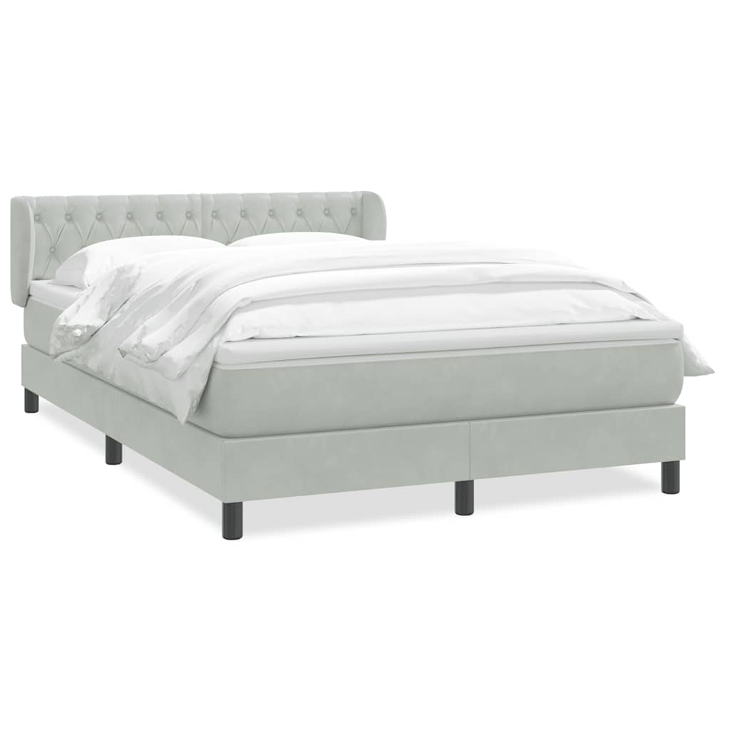 Boxspring met matras fluweel lichtgrijs 160x210 cm