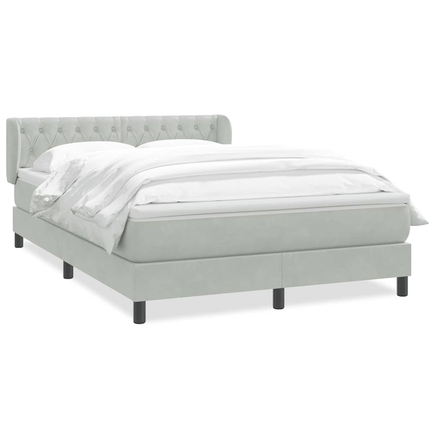 Boxspring met matras fluweel lichtgrijs 160x210 cm