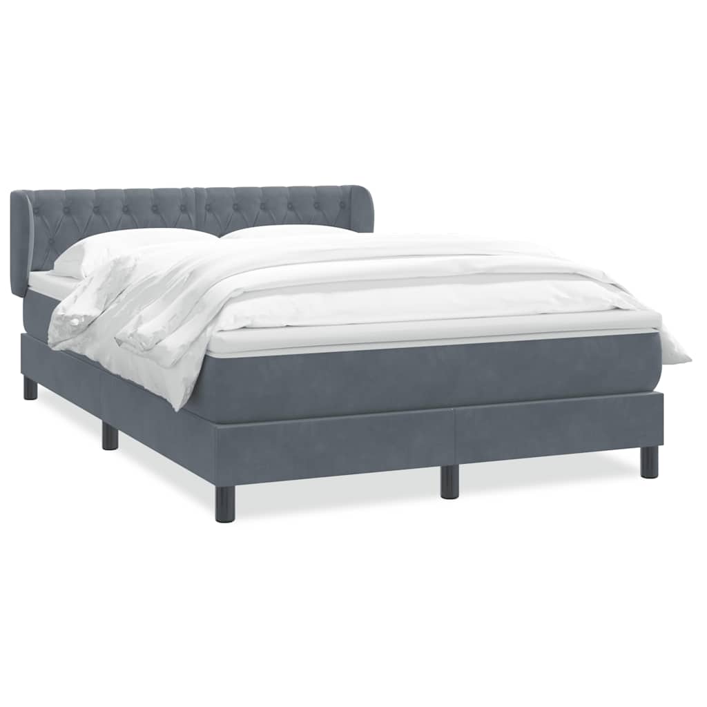 Boxspring met matras fluweel donkergrijs 160x210 cm
