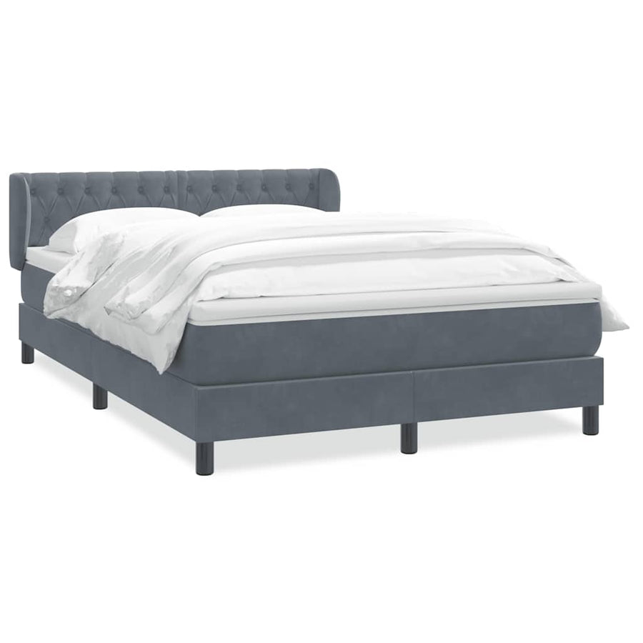Boxspring met matras fluweel donkergrijs 160x210 cm