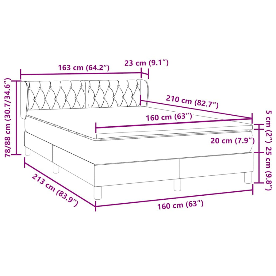 Boxspring met matras fluweel donkergrijs 160x210 cm