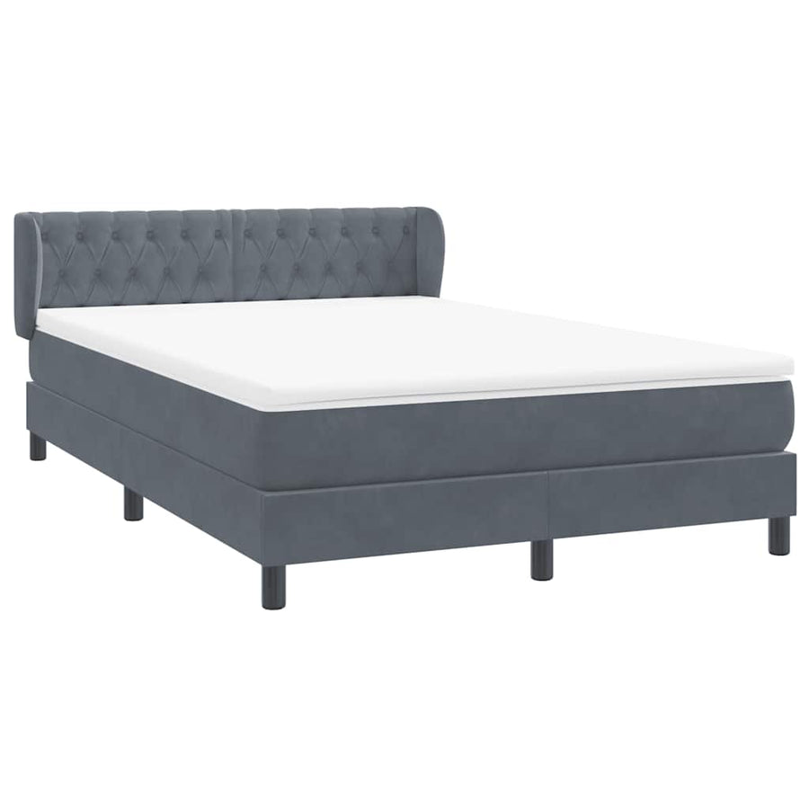 Boxspring met matras fluweel donkergrijs 160x210 cm