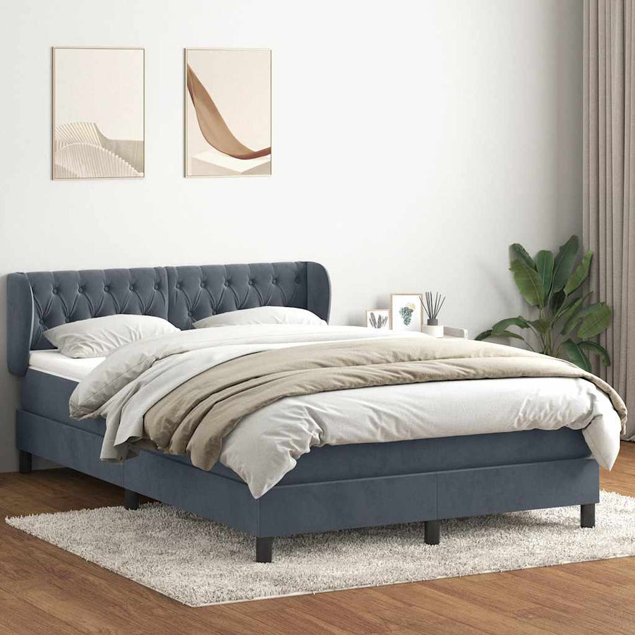 Boxspring met matras fluweel donkergrijs 160x210 cm