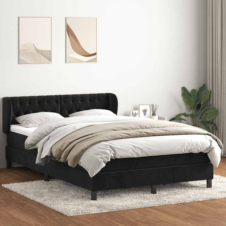 Boxspring met matras fluweel zwart 160x210 cm