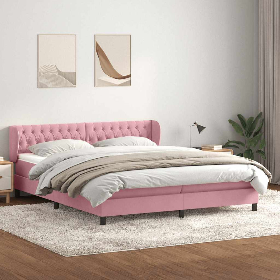 Boxspring met matrassen fluweel roze 180x210 cm