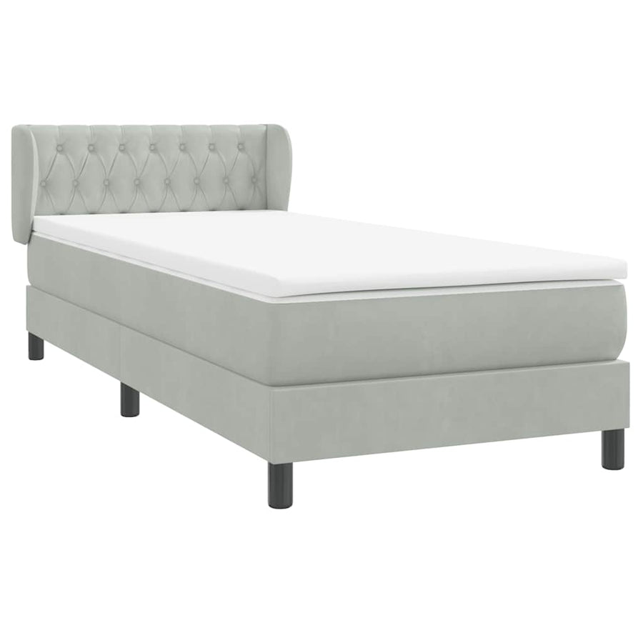 Boxspring met matras fluweel lichtgrijs 80x220 cm