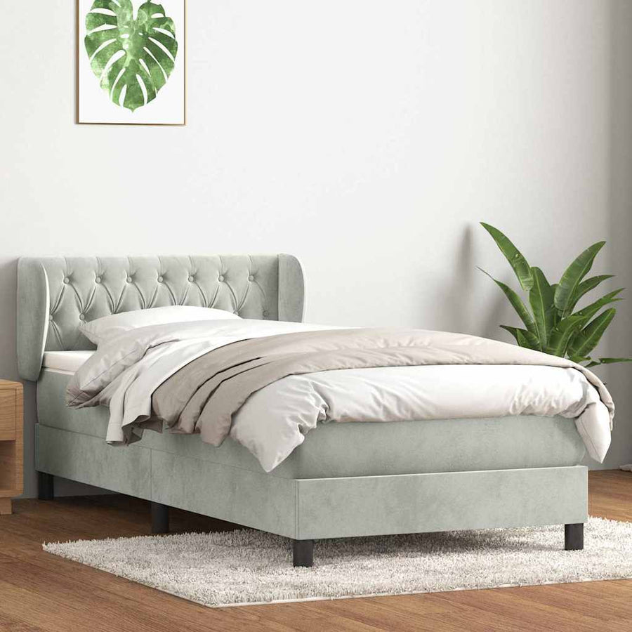 Boxspring met matras fluweel lichtgrijs 80x220 cm