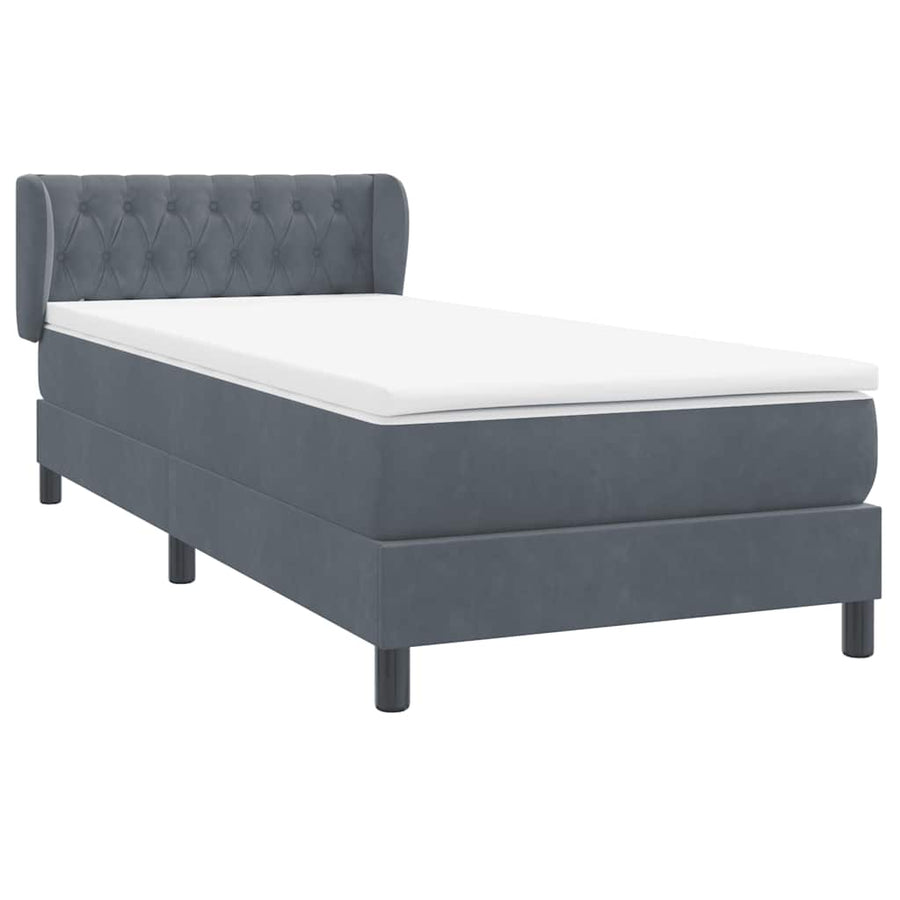 Boxspring met matras fluweel donkergrijs 80x220 cm