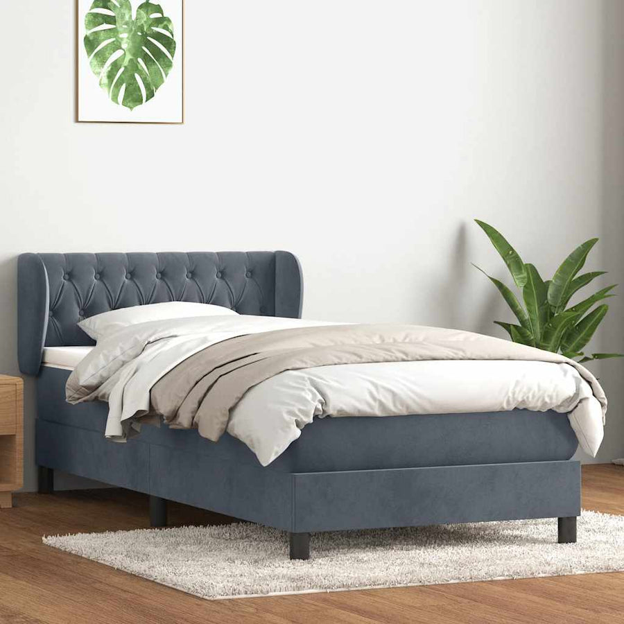 Boxspring met matras fluweel donkergrijs 80x220 cm