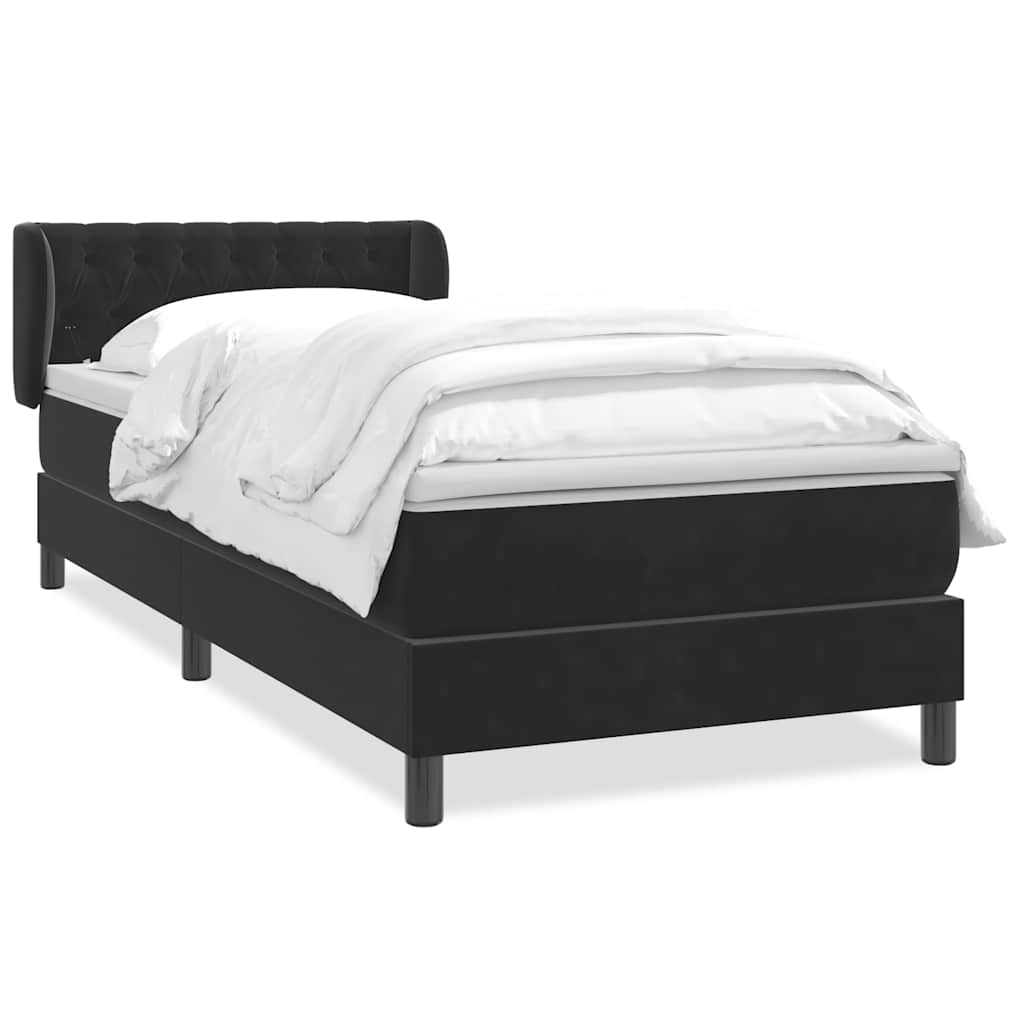 Boxspring met matras fluweel zwart 80x220 cm