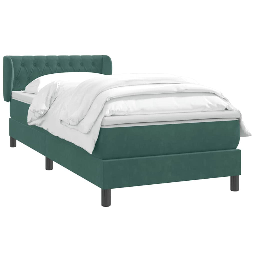 Boxspring met matras fluweel donkergroen 80x220 cm