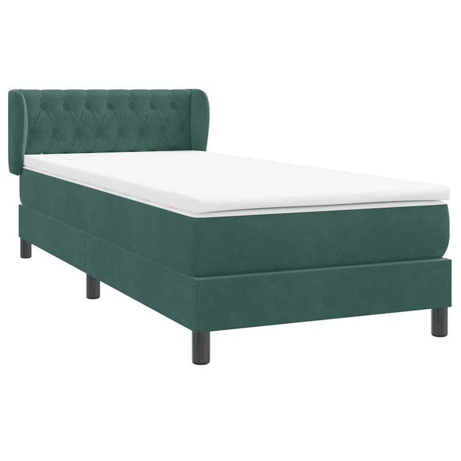 Boxspring met matras fluweel donkergroen 80x220 cm