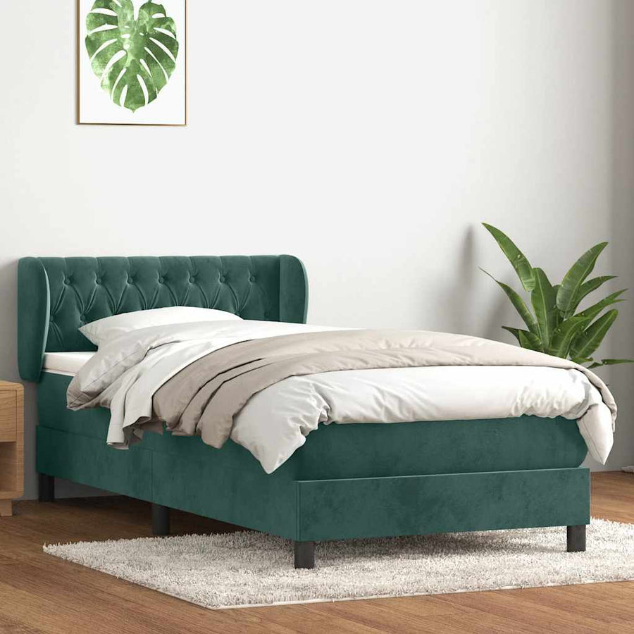 Boxspring met matras fluweel donkergroen 80x220 cm