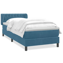 Boxspring met matras fluweel donkerblauw 80x220 cm