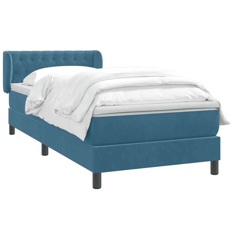 Boxspring met matras fluweel donkerblauw 80x220 cm
