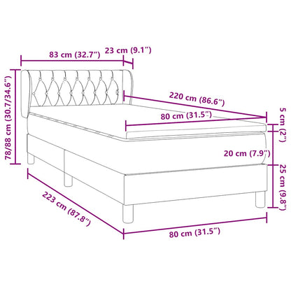 Boxspring met matras fluweel donkerblauw 80x220 cm