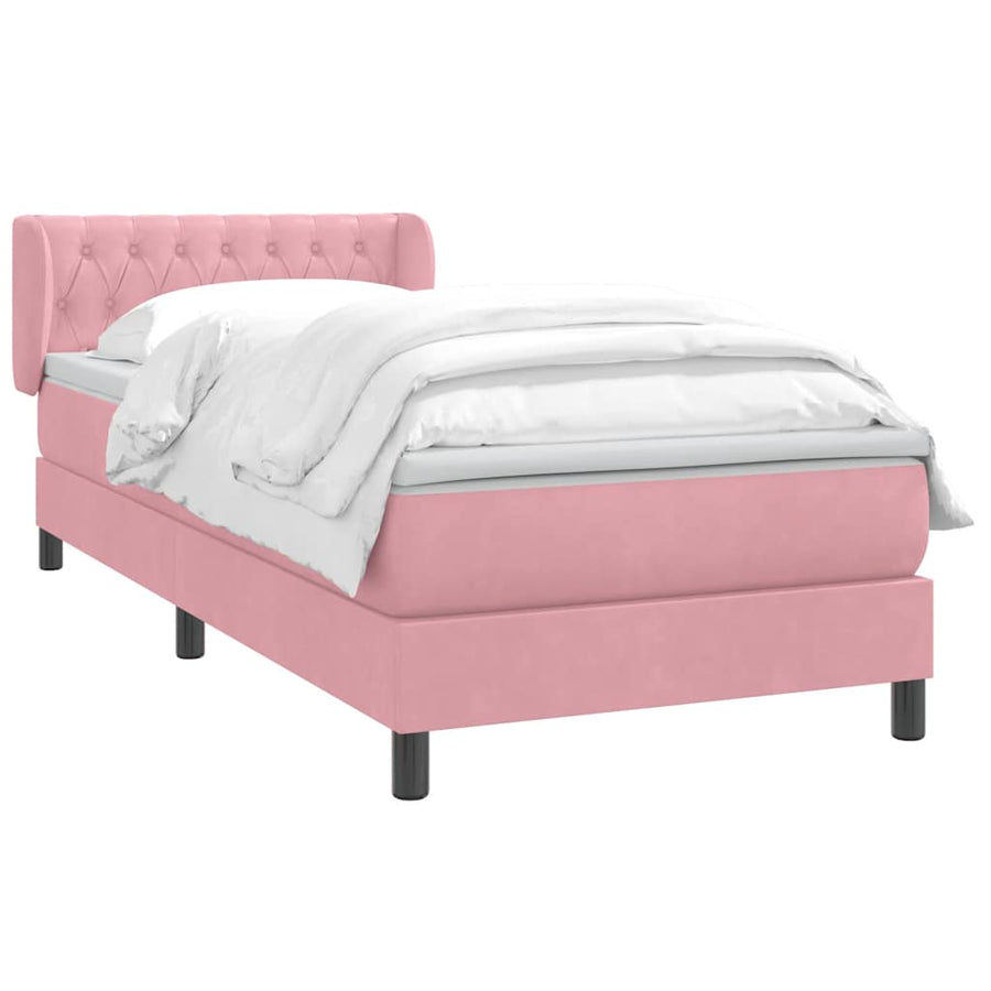 Boxspring met matras fluweel roze 80x220 cm