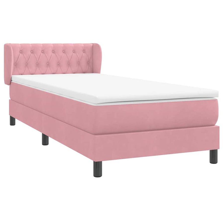 Boxspring met matras fluweel roze 80x220 cm