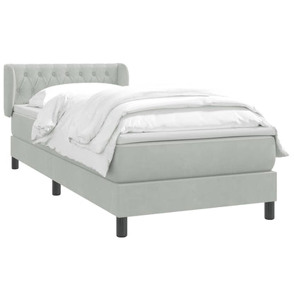 Boxspring met matras fluweel lichtgrijs 90x220 cm