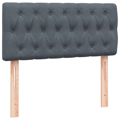 Boxspring met matras fluweel donkergrijs 90x220 cm