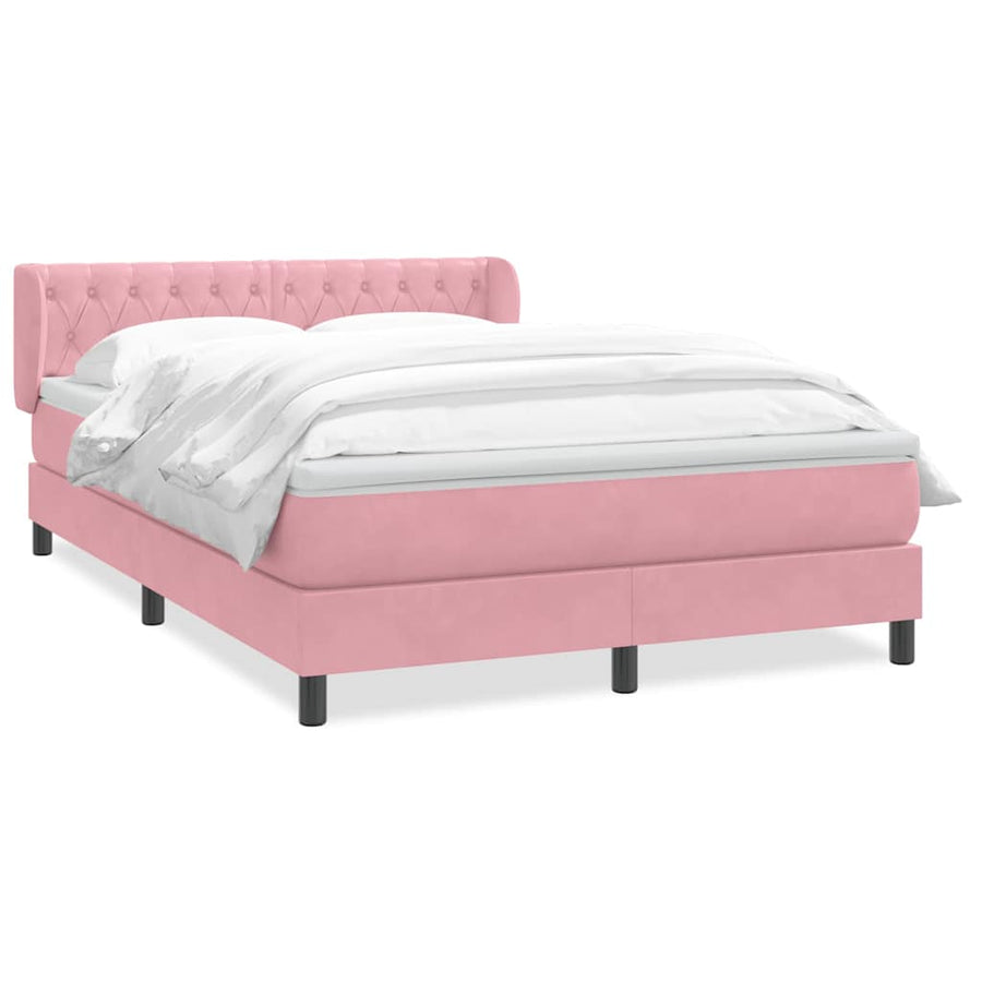 Boxspring met matras fluweel roze 140x220 cm