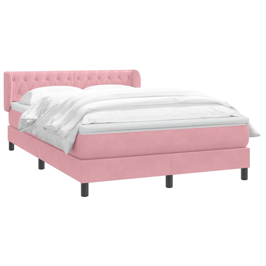 Boxspring met matras fluweel roze 140x220 cm