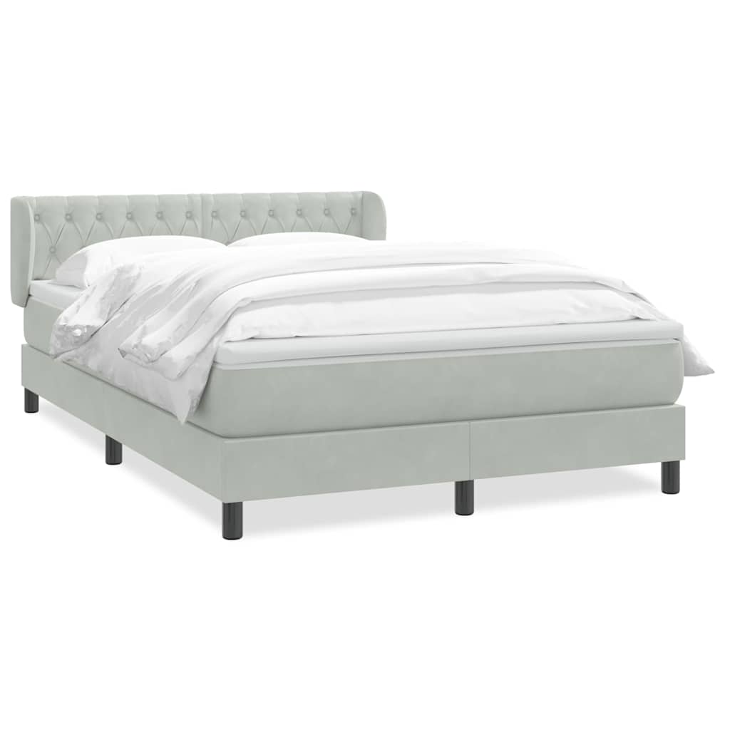 Boxspring met matras fluweel lichtgrijs 160x220 cm