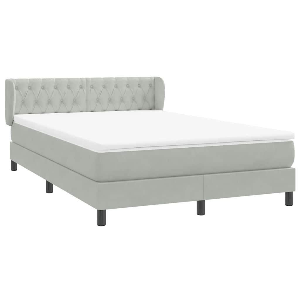 Boxspring met matras fluweel lichtgrijs 160x220 cm