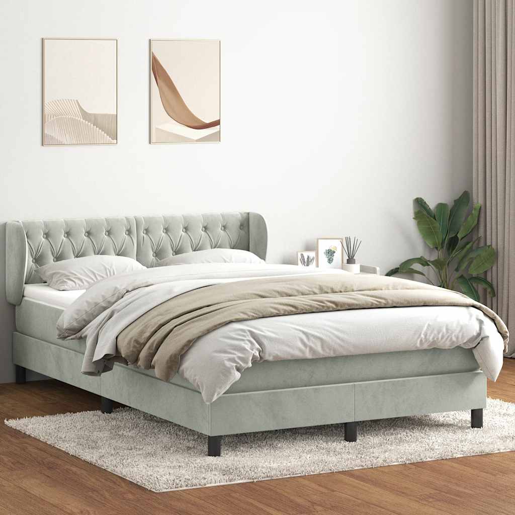 Boxspring met matras fluweel lichtgrijs 160x220 cm