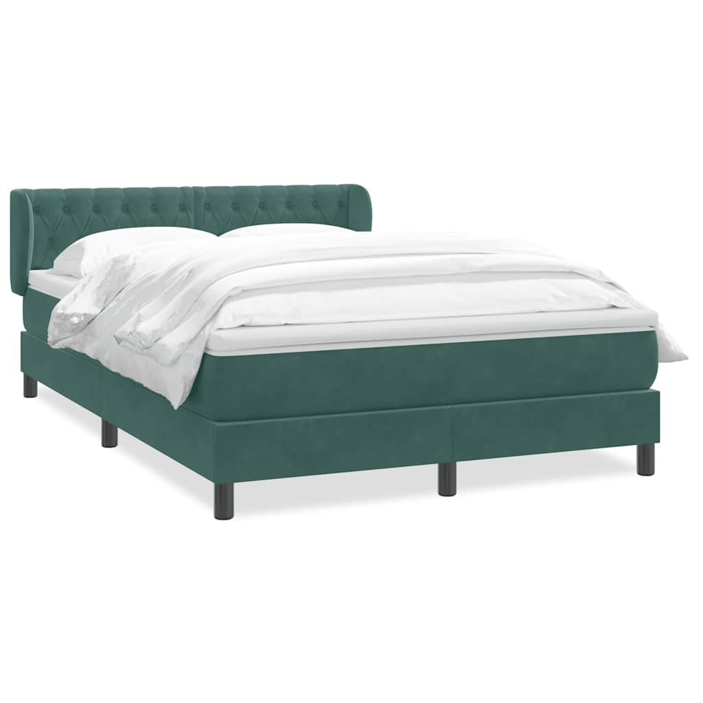 Boxspring met matras fluweel donkergroen 160x220 cm