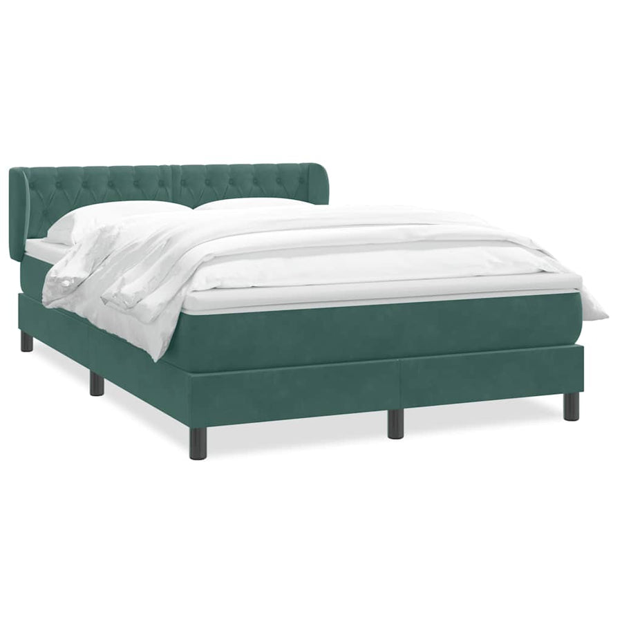 Boxspring met matras fluweel donkergroen 160x220 cm