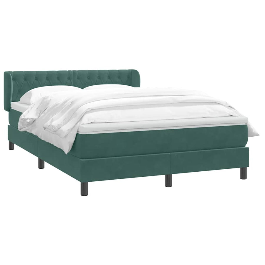 Boxspring met matras fluweel donkergroen 160x220 cm
