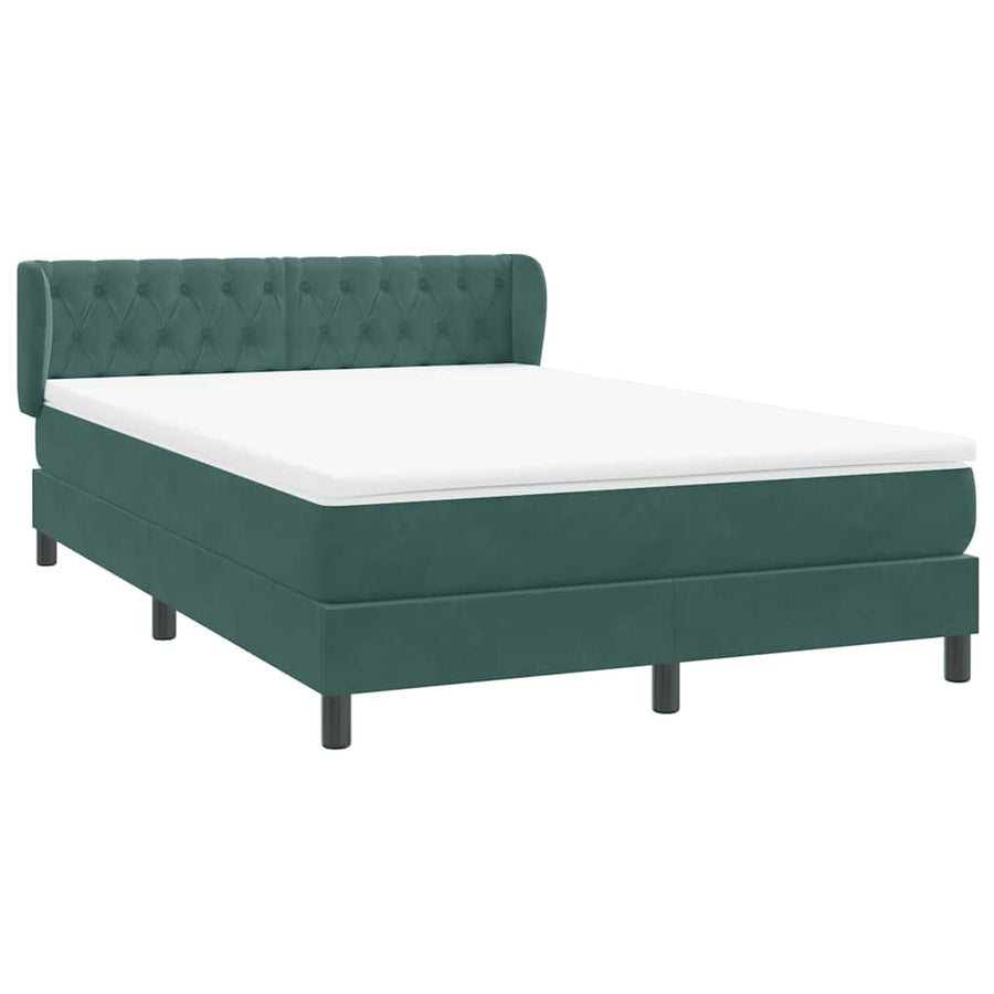 Boxspring met matras fluweel donkergroen 160x220 cm