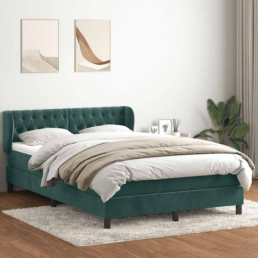 Boxspring met matras fluweel donkergroen 160x220 cm
