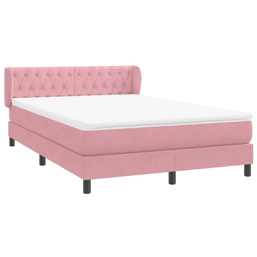 Boxspring met matras fluweel roze 160x220 cm