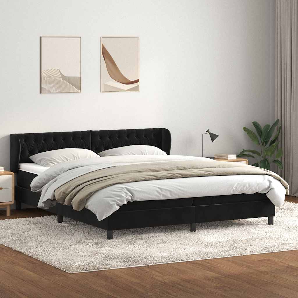Boxspringbed met matrassen 180x220 cm fluweel zwart