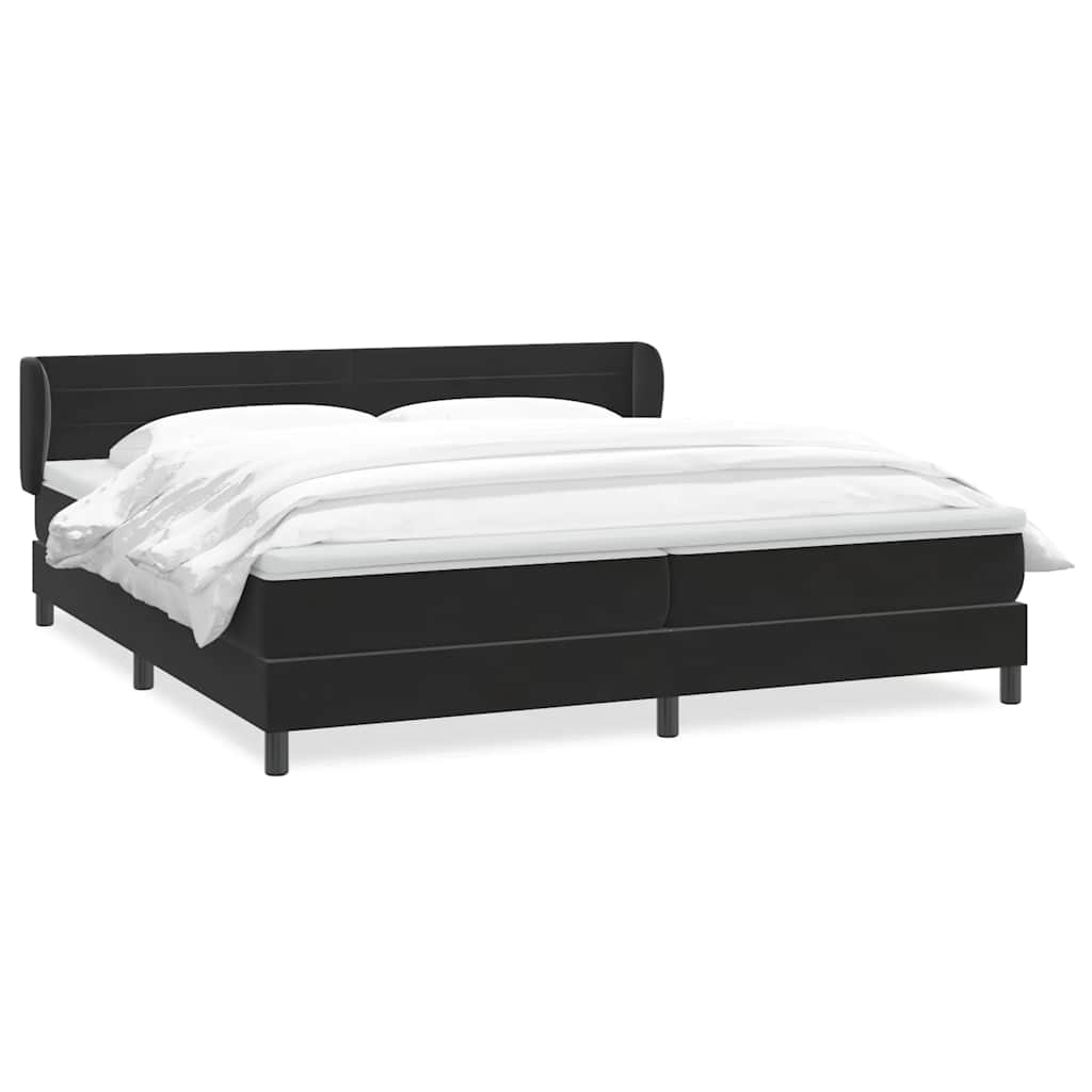 Boxspringbed met matrassen 200x220 cm fluweel zwart