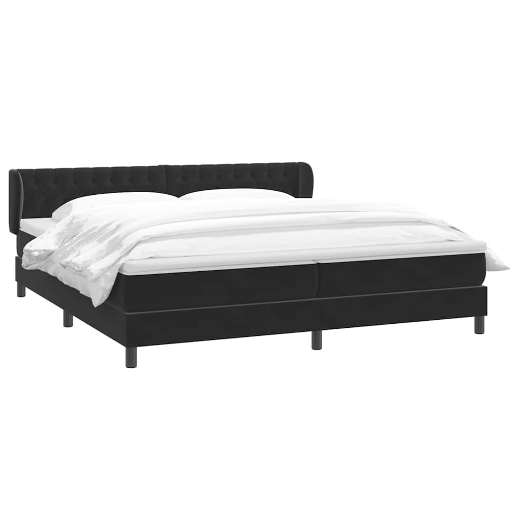 Boxspringbed met matrassen 200x220 cm fluweel zwart
