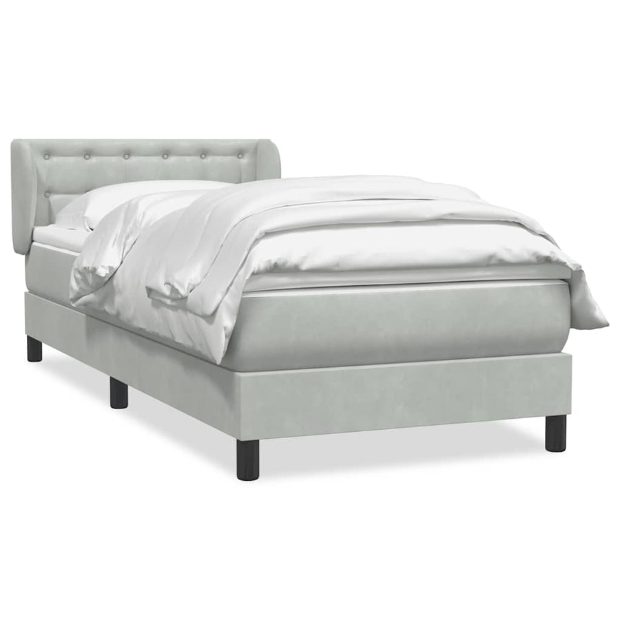 Boxspring met matras fluweel lichtgrijs 80x210 cm