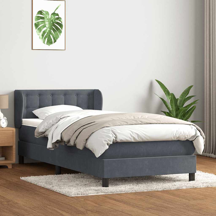 Boxspring met matras fluweel donkergrijs 80x210 cm