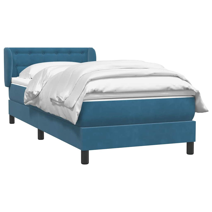 Boxspring met matras fluweel donkerblauw 80x210 cm