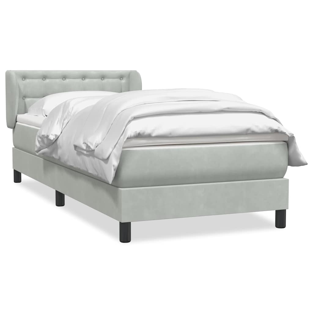 Boxspring met matras fluweel lichtgrijs 90x210 cm