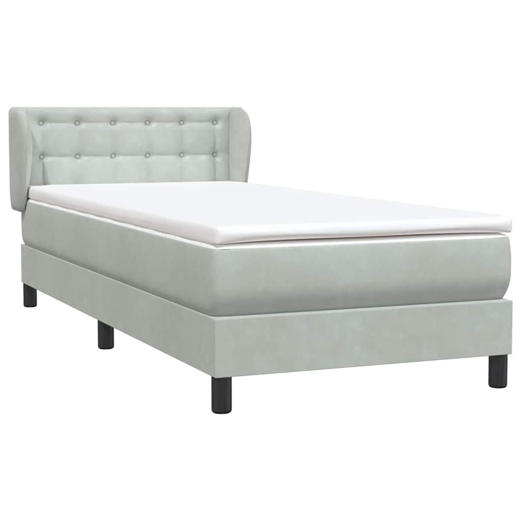 Boxspring met matras fluweel lichtgrijs 90x210 cm